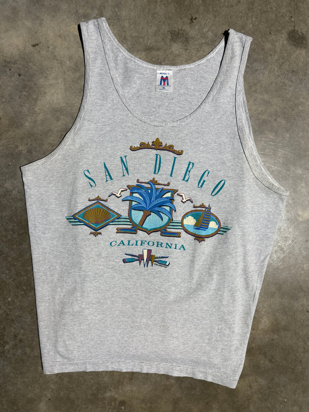 Vintage 90s San Diego Striped Tank Top (XL)