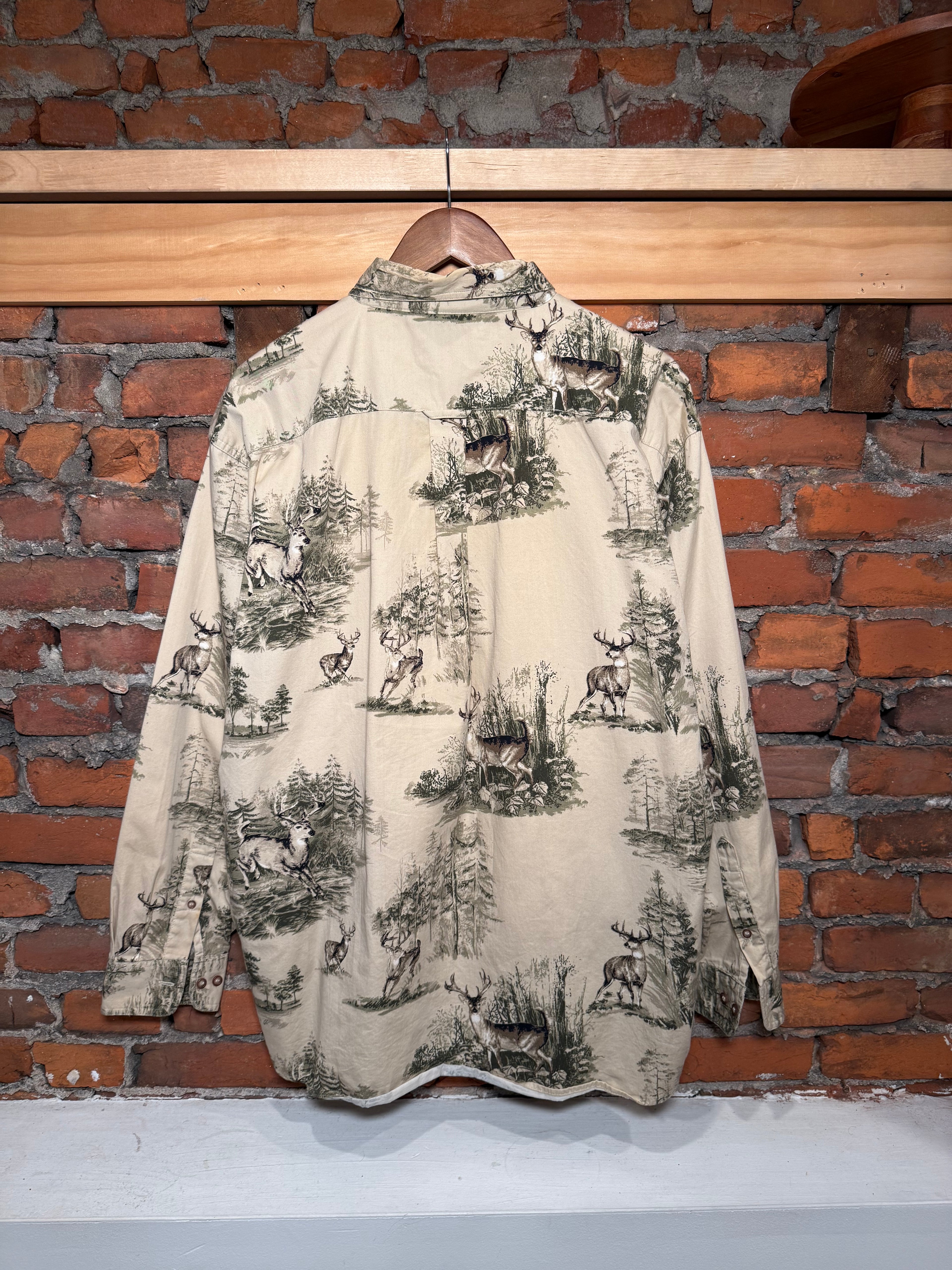 Vintage Woods and Water Deer Button Shirt (XL)
