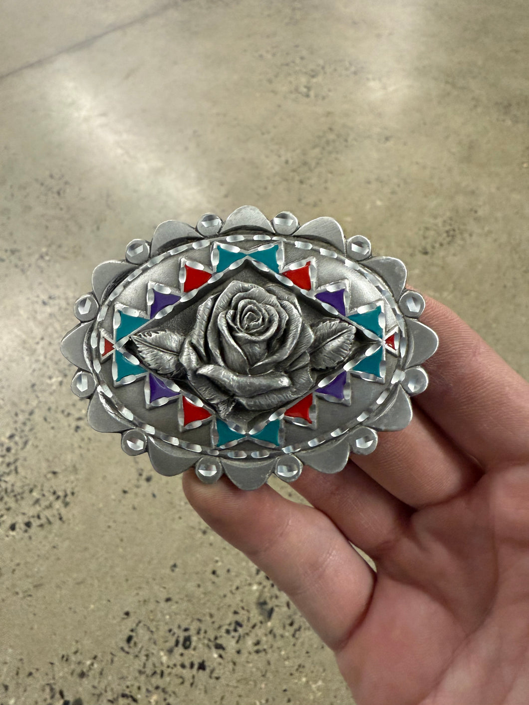 Vintage Rose Belt Buckle