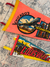 Load image into Gallery viewer, Lot of 2 Vintage Pennants - Chicago O’Hare Airport and Louisville
