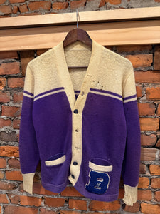 True Vintage Distressed B Letterman Cardigan Sweater (S/M)