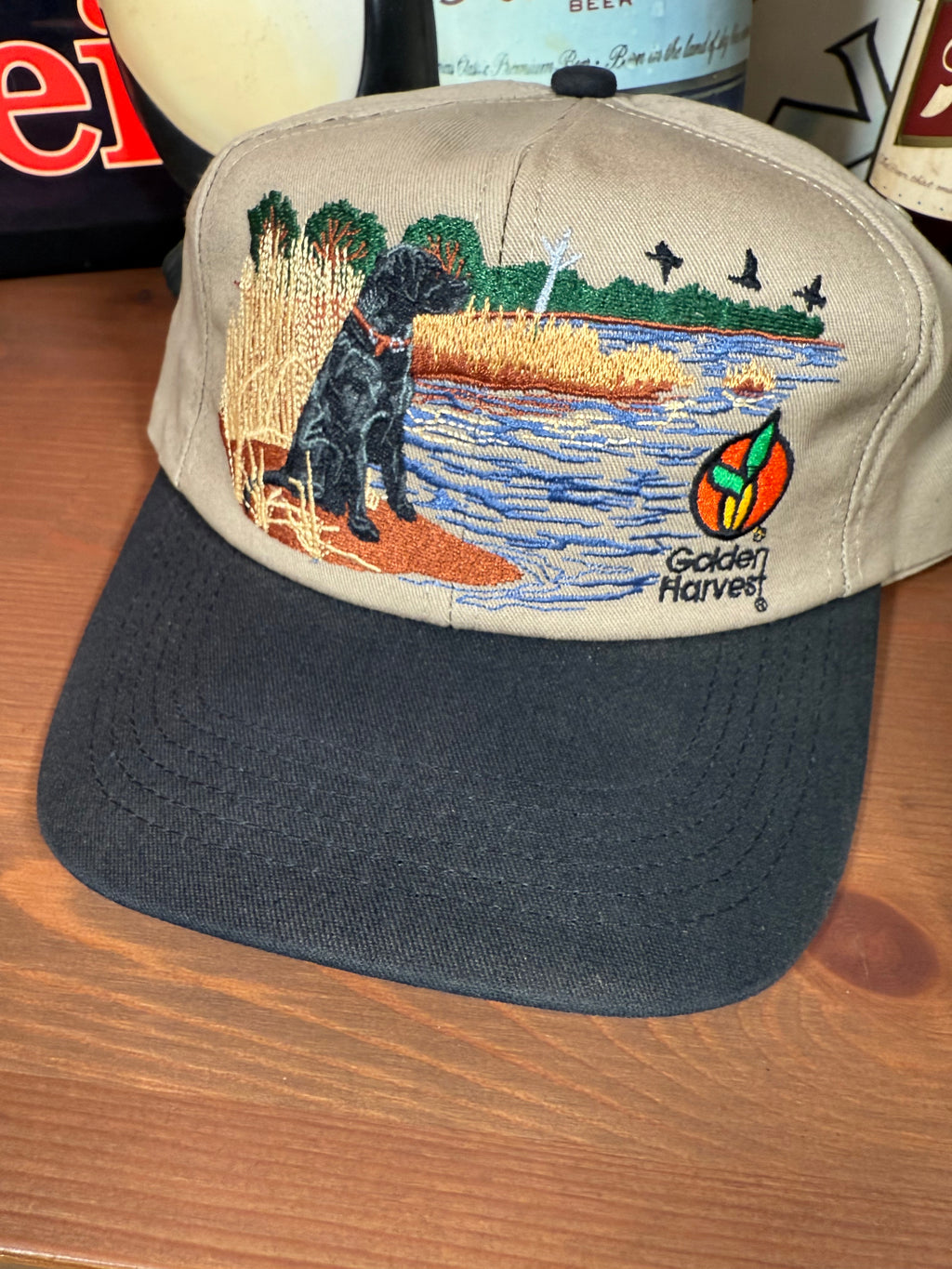 Vintage Golden Harvest Black Lab K Products Snapback Hat
