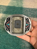 Vintage Western Pattern Zippo Lighter Holder Belt Buckle