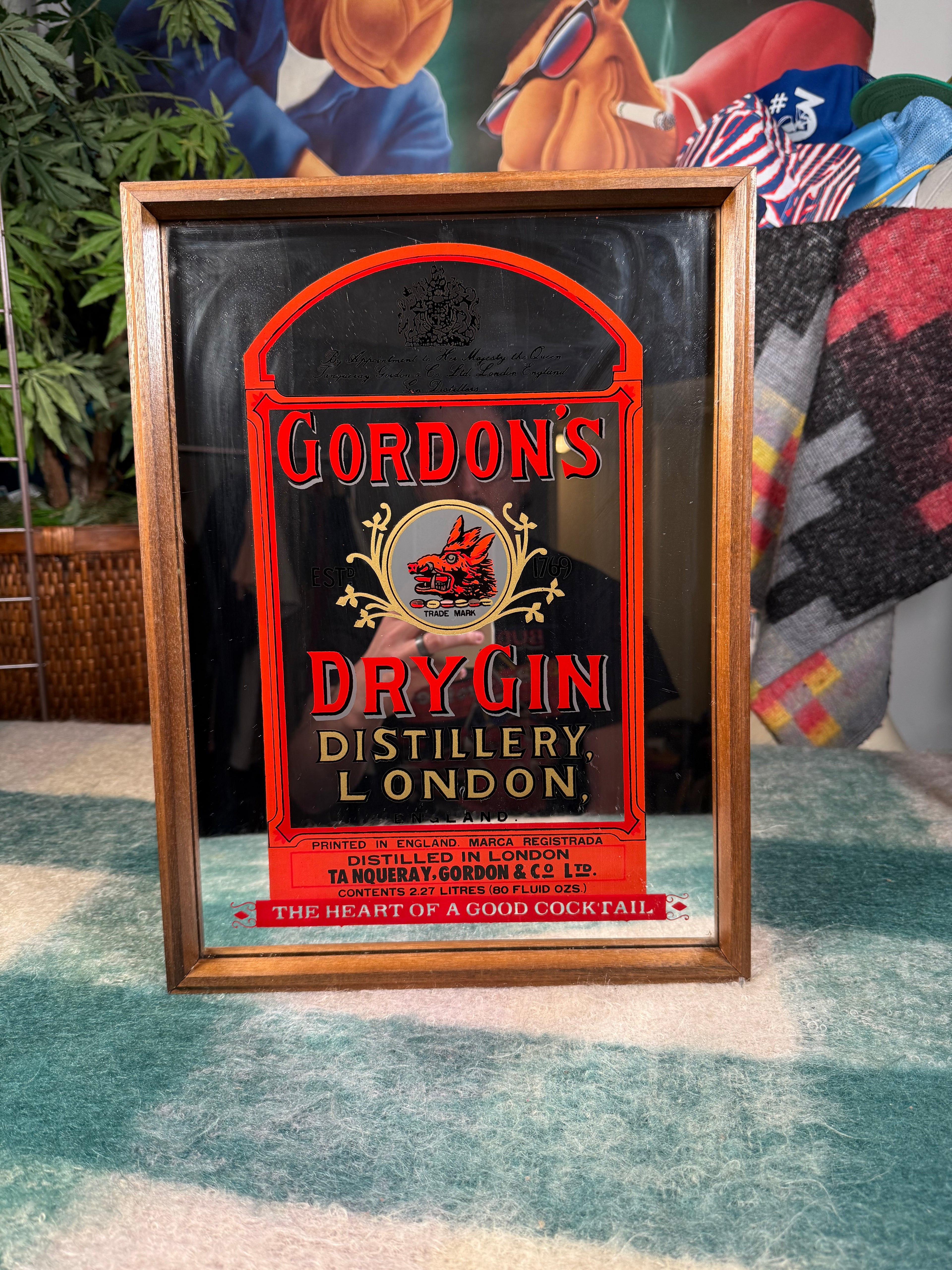 Vintage Gordon’s Dry Gin Bar Mirror (12x16inch)