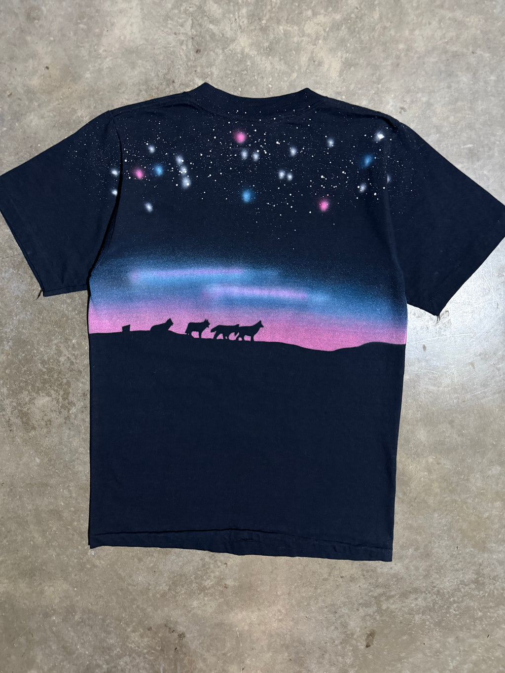 Vintage All Over Print Yellowstone at Nighttime T-Shirt (S/M)