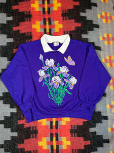 Vintage Purple Flower Collared Crewneck (WXL)