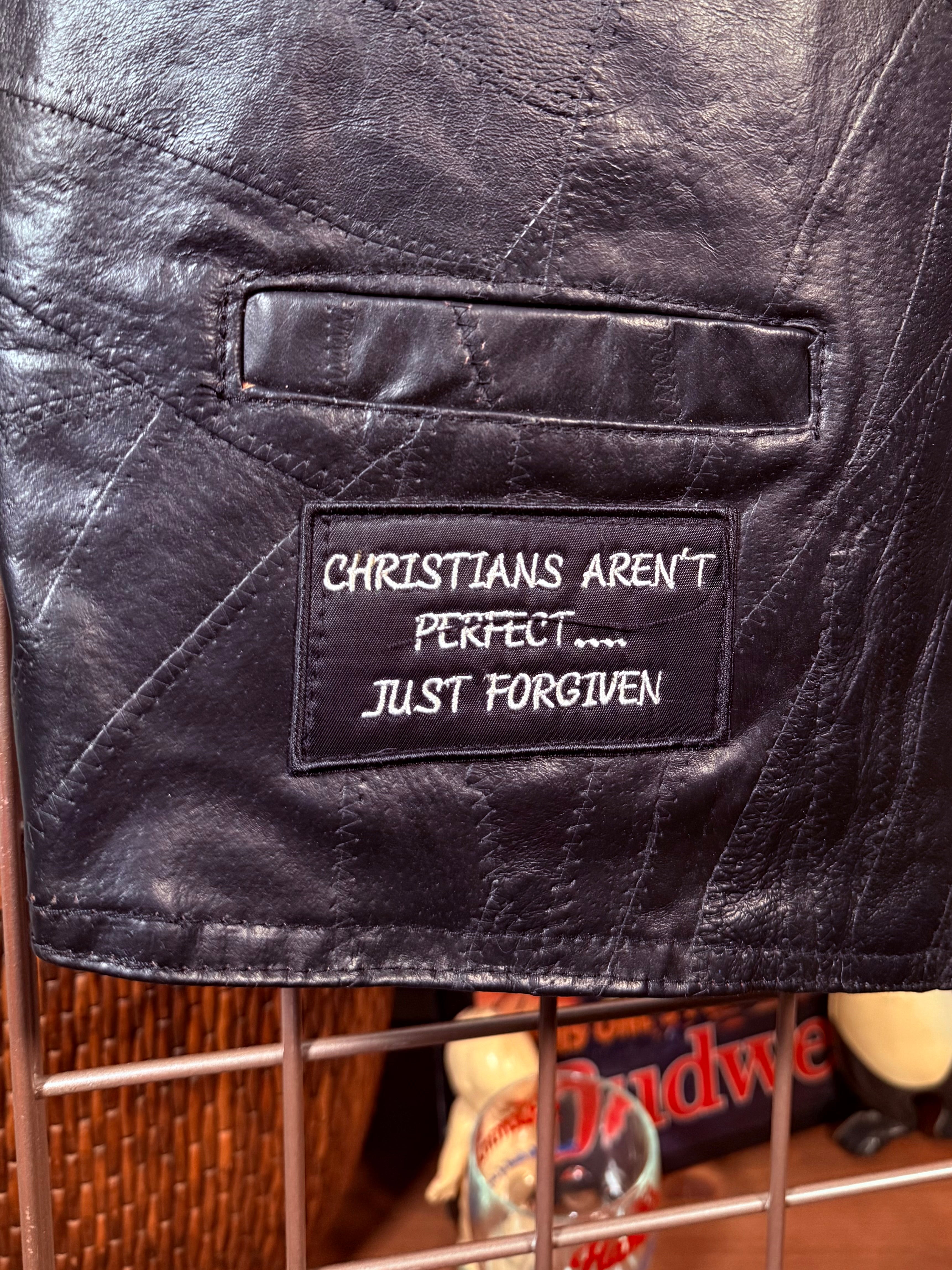 Jesus Forever Leather Biker Vest(XL)