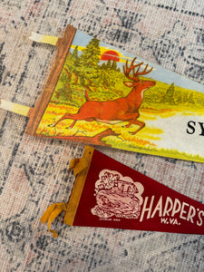 Lot of 2 Vintage Pennants - Syracuse and Harpers Ferry