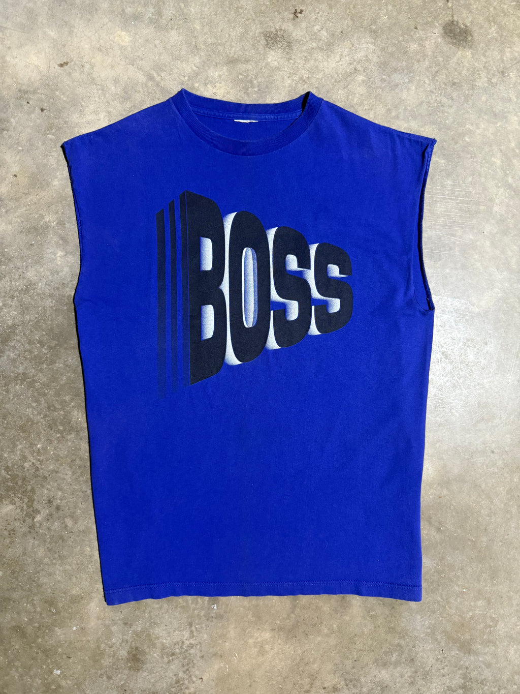 Vintage Hugo Boss Blue Cutoff Tee (L)