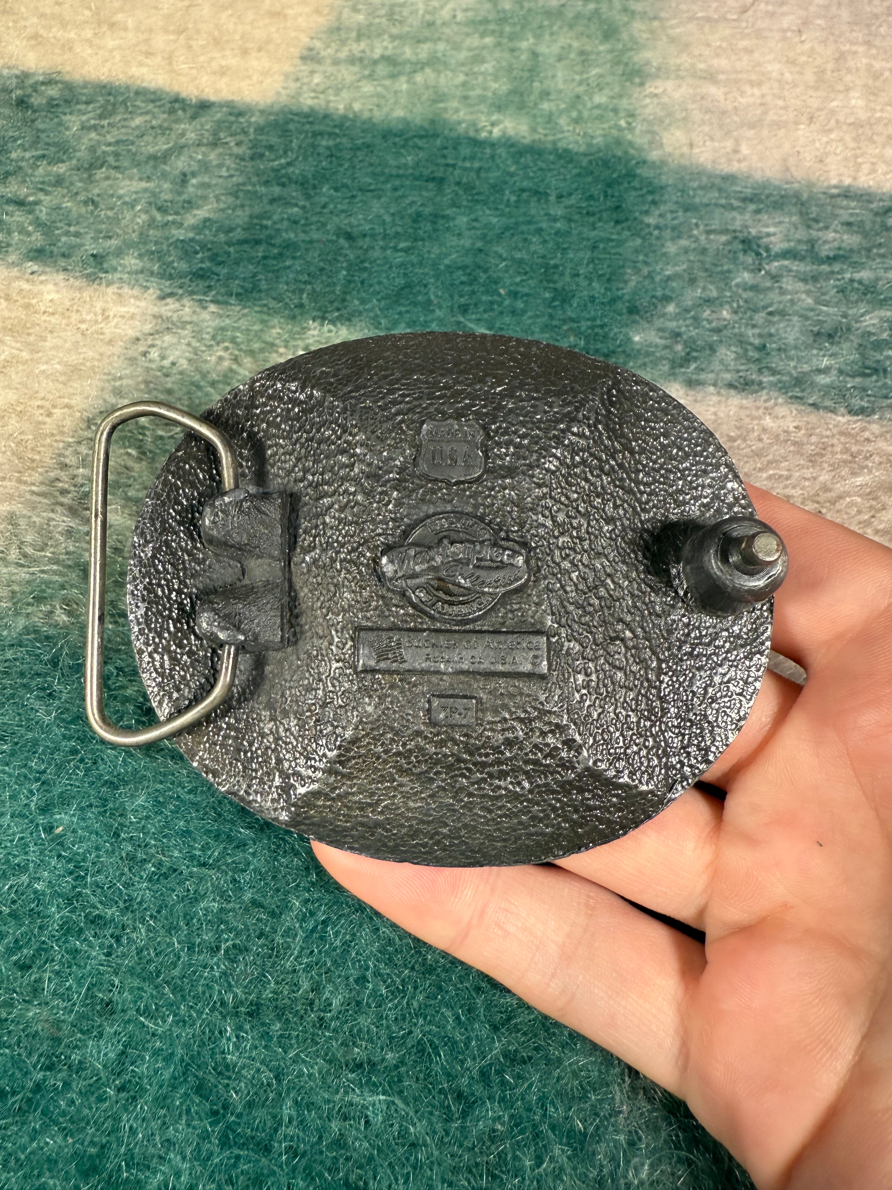 Vintage Trucks With American Flag Zippo Lighter Holder Belt Buckle