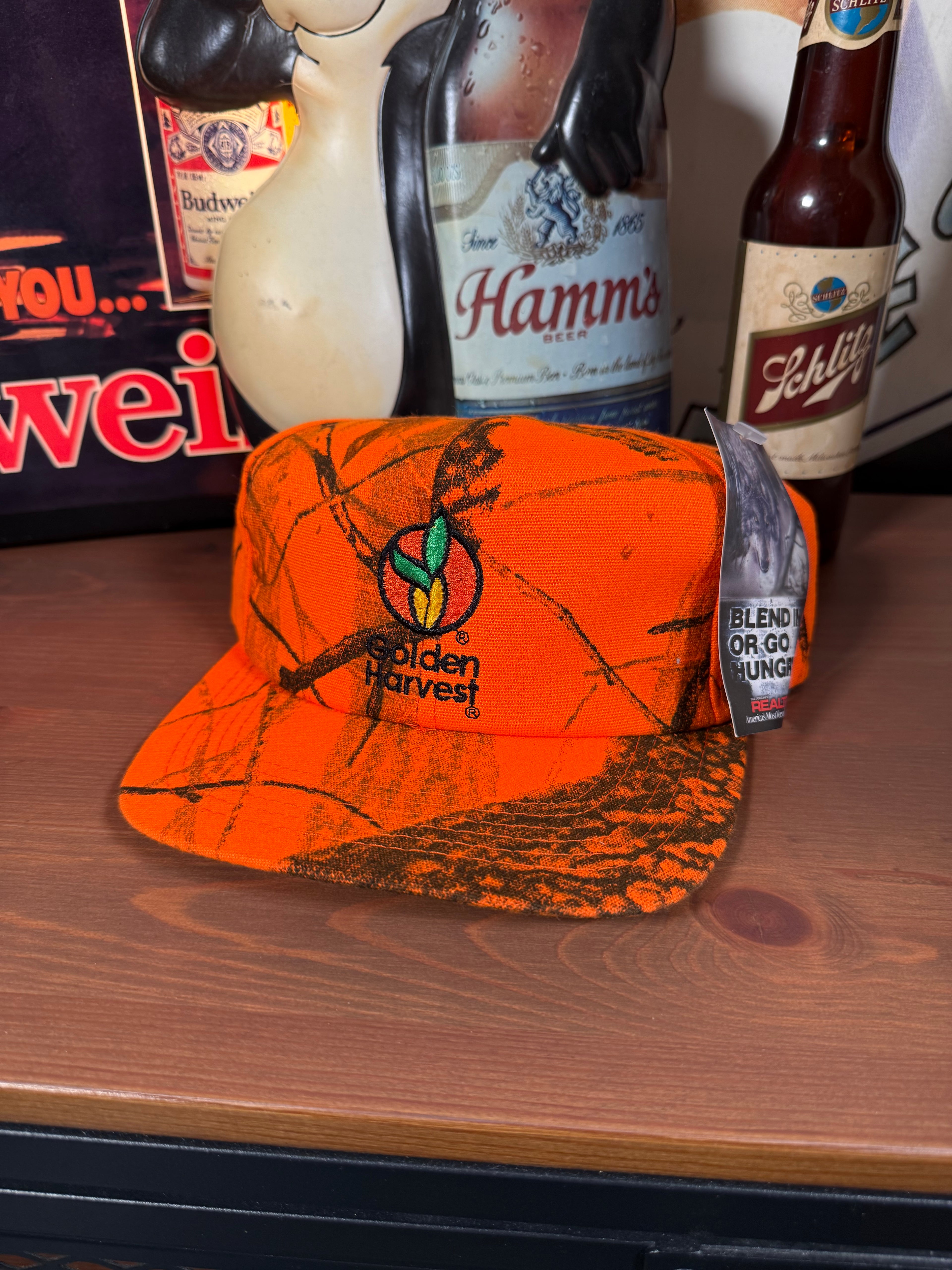 Vintage Golden Harvest Realtree Orange Camo K Products Snapback