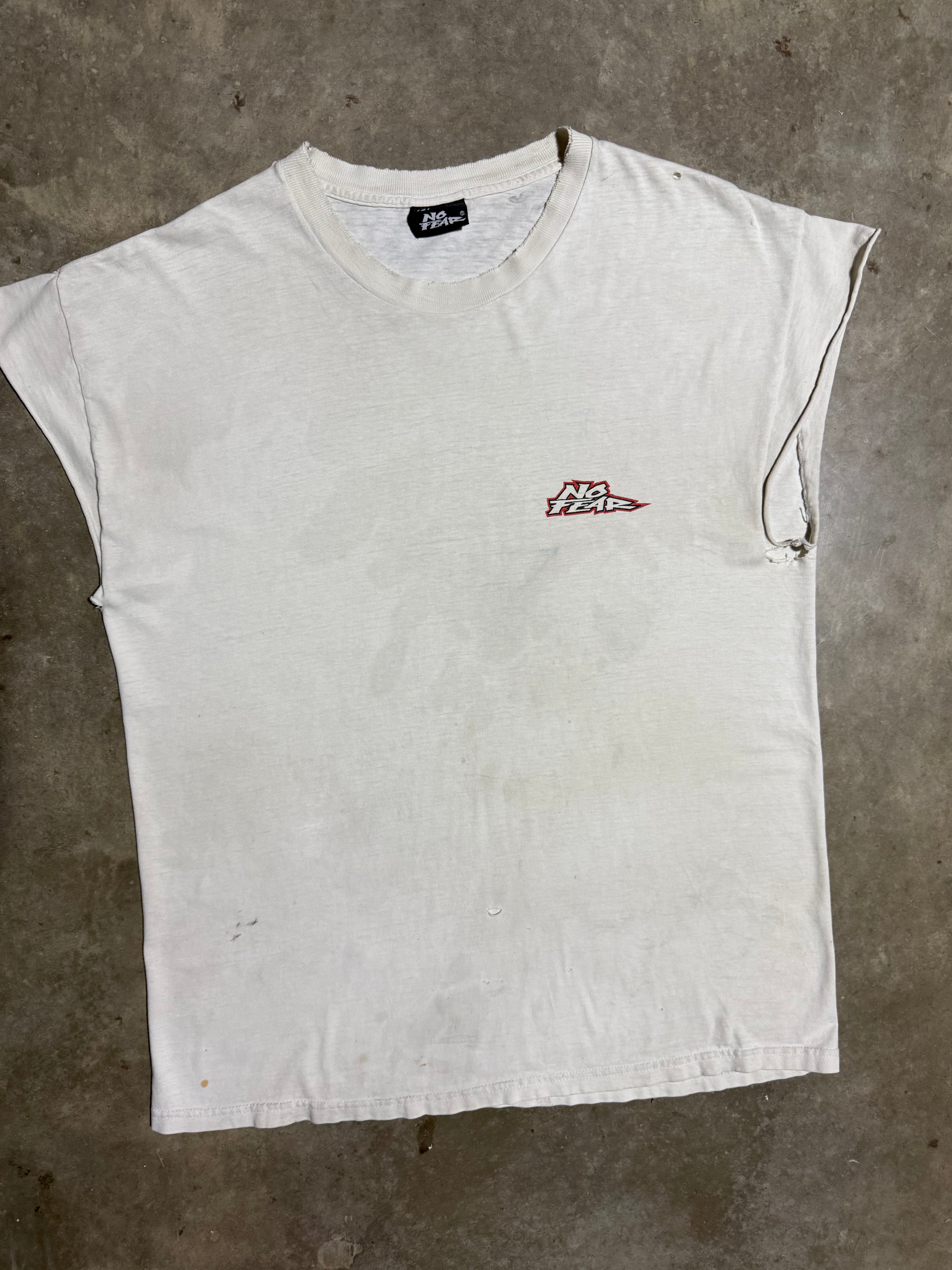 Vintage No Fear Can of Whoop-Ass Distressed Cutoff Tee (L)