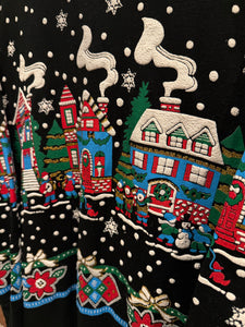Vintage 80s Puffy Print Christmas Crewneck (W2XL)
