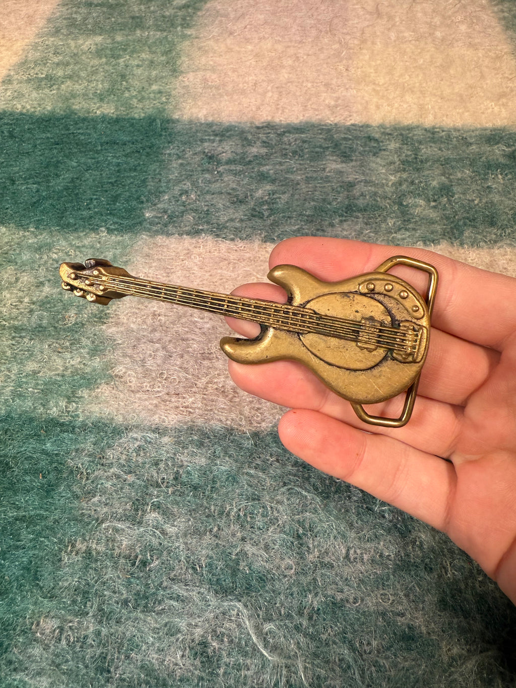 Vintage 1978 Brass Guitar Belt Buckle