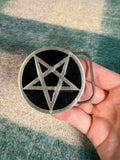 Vintage 2000 Black Pentagram Belt Buckle