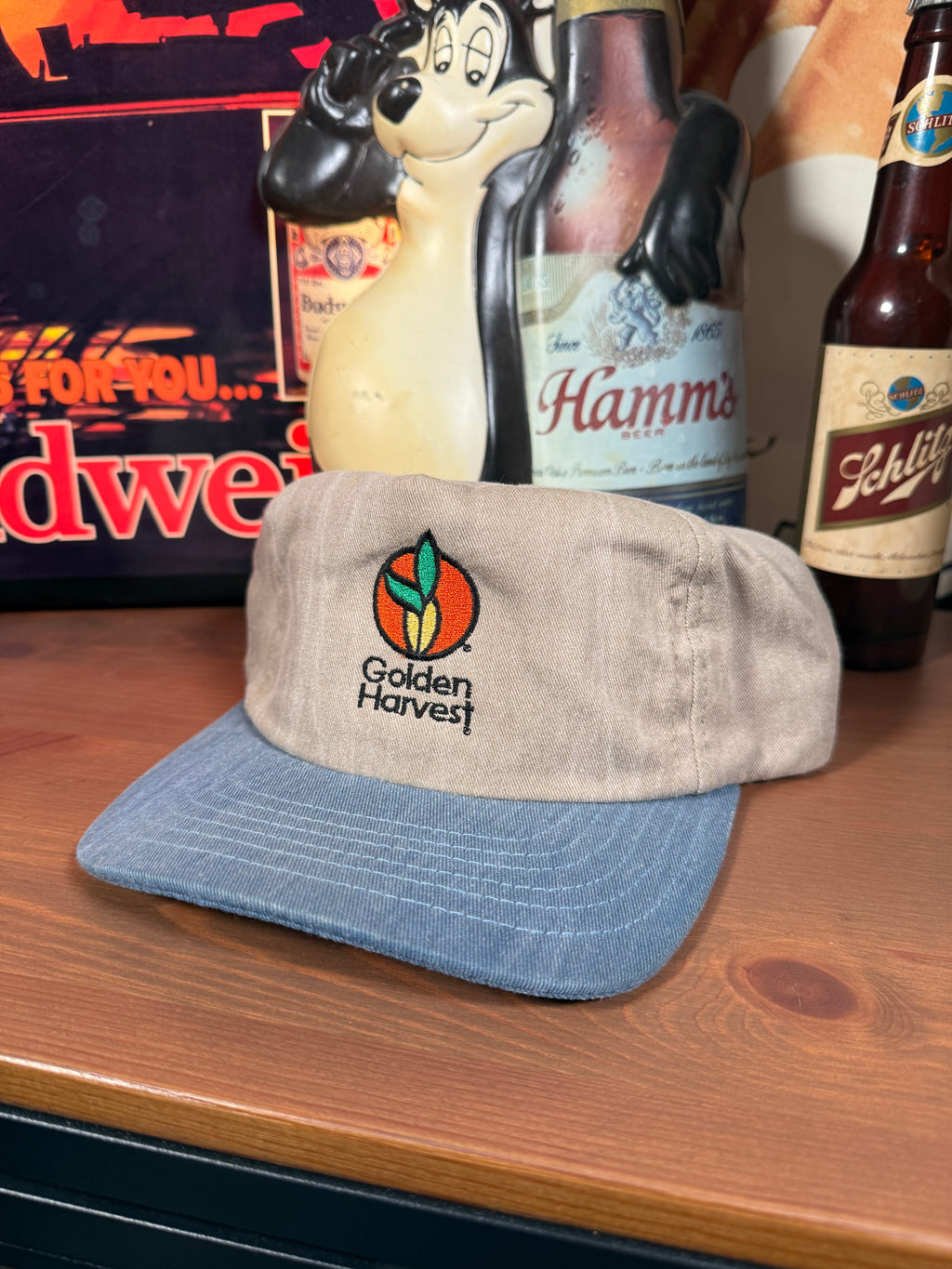 Vintage Golden Harvest Denim Two Tone K Products Snapback Hat