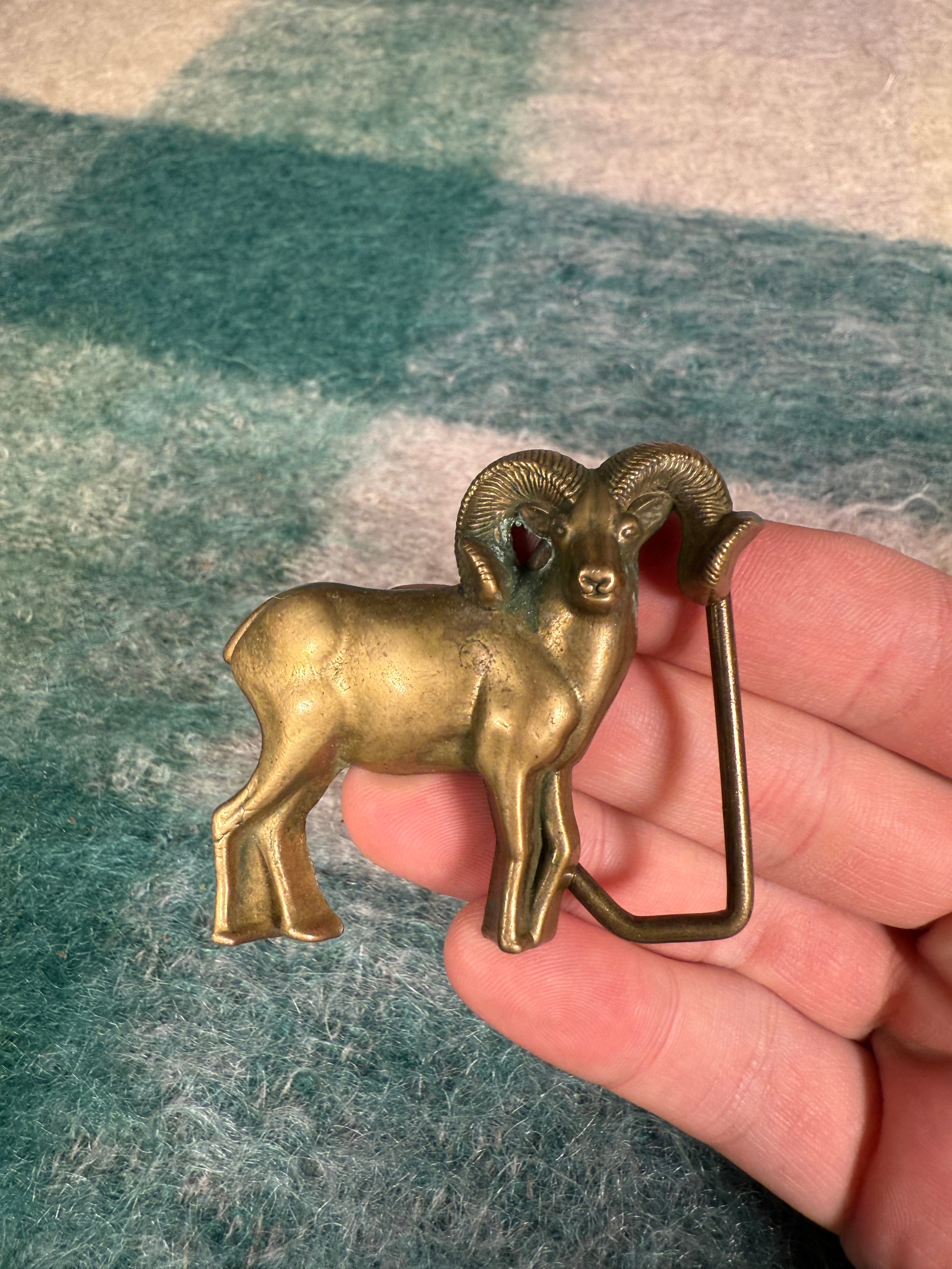 Vintage Brass Ram Belt Buckle