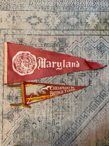 Lot of 2 Vintage Pennants - Maryland and Chesapeake Bay