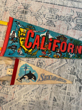 Load image into Gallery viewer, Lot of 2 Vintage Pennants - California and Sea World
