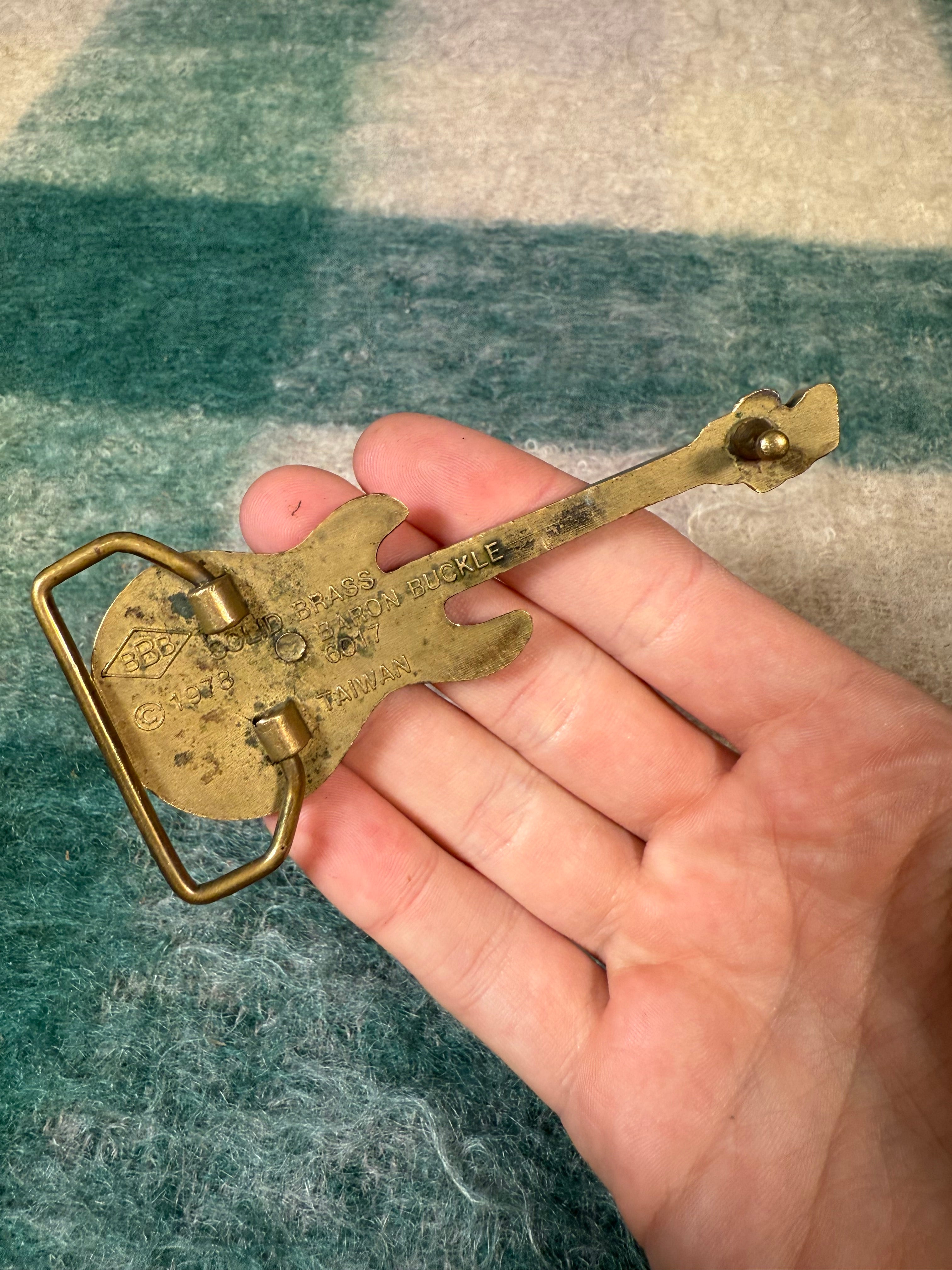 Vintage 1978 Brass Guitar Belt Buckle