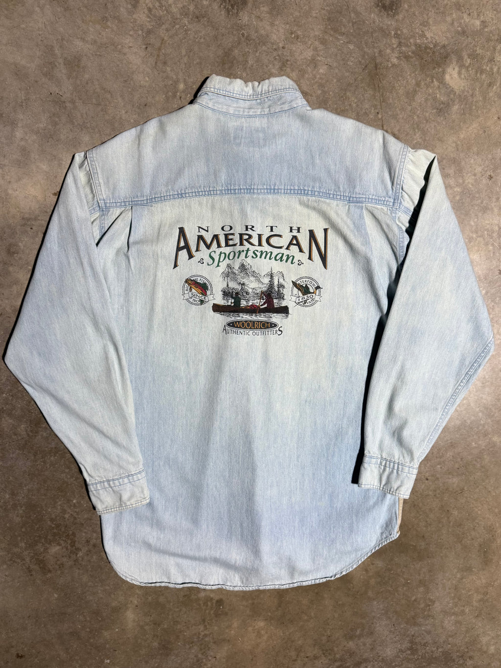 Vintage Woolrich Sportsman Denim Button Down Shirt (L)