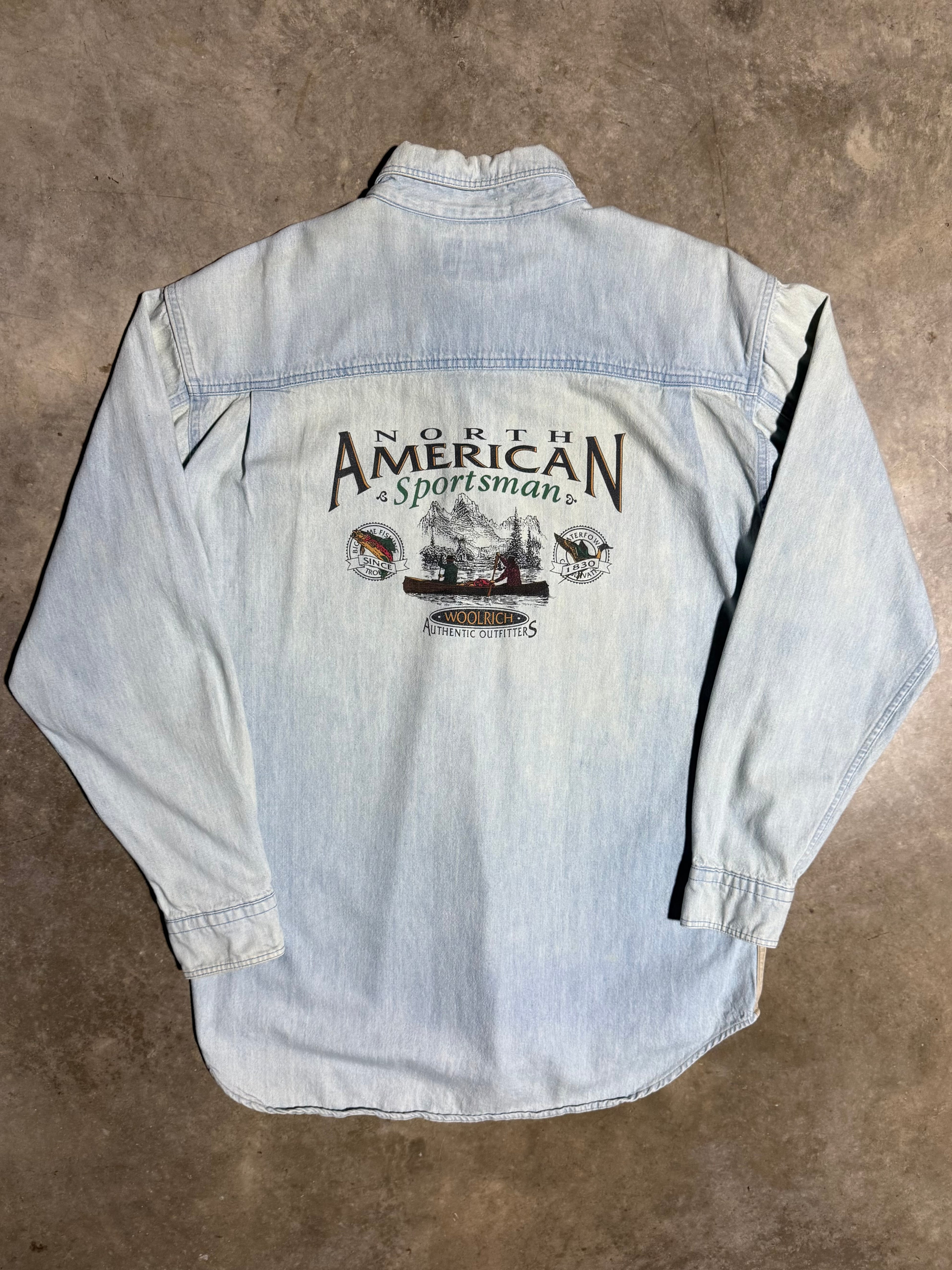 Vintage Woolrich Sportsman Denim Button Down Shirt (L)