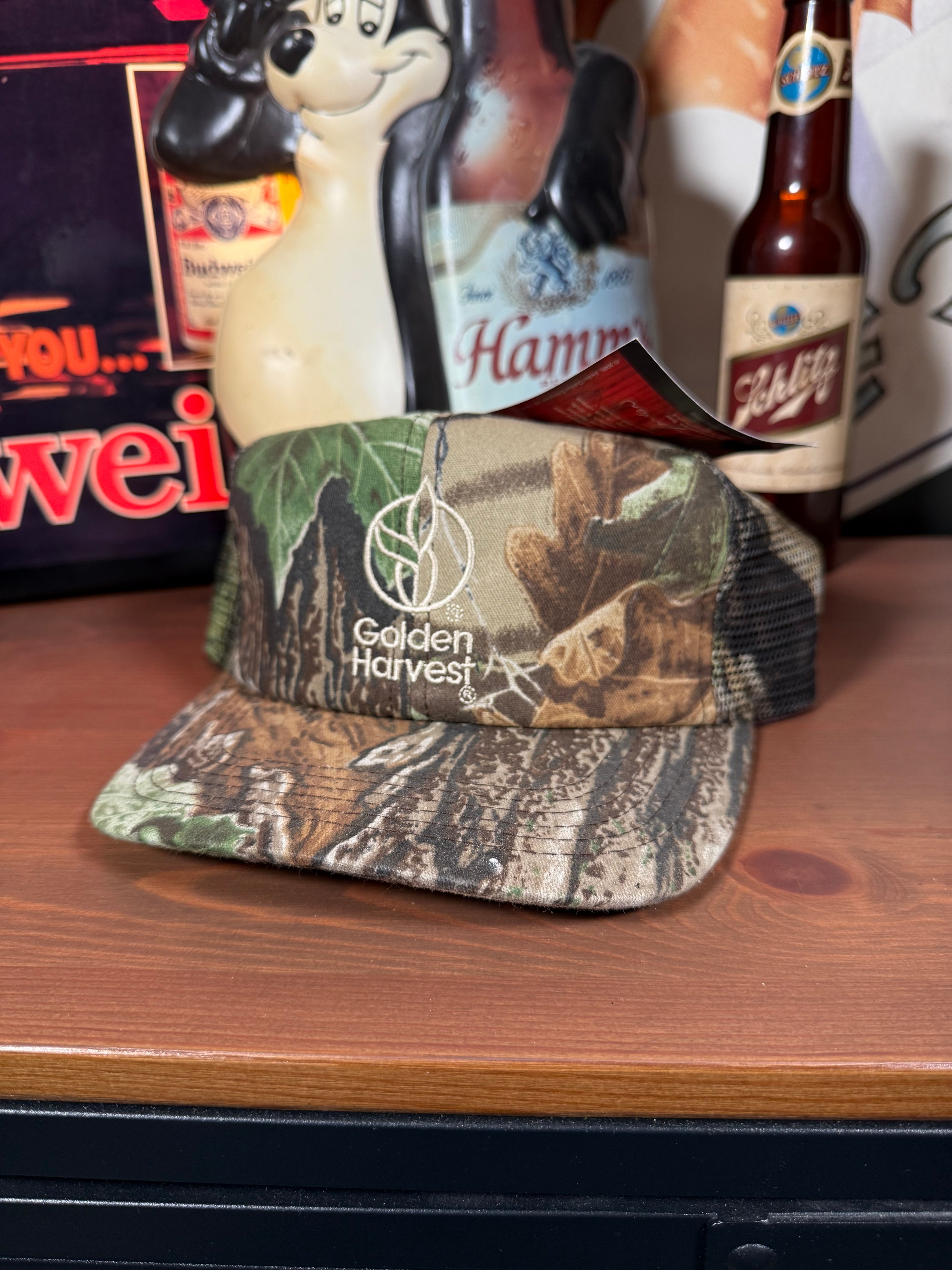Vintage Realtree Camo Golden Harvest Seed K Products Trucker Hat