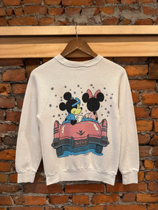 Vintage Youth Mickey And Minnie Double Sided Car Crewneck (Youth)