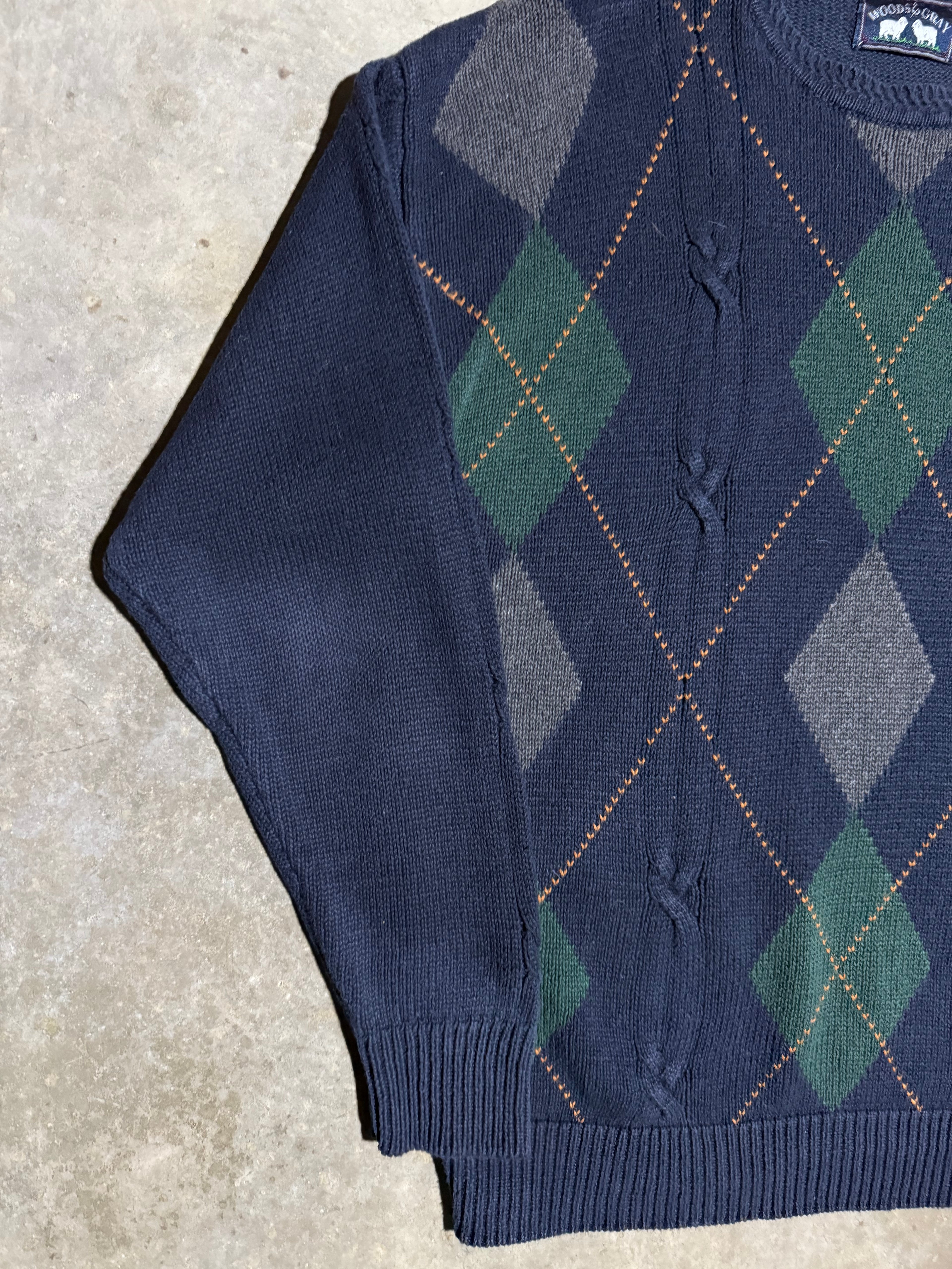 Vintage Woods & Gray Argyle Pattern Sweater (M)