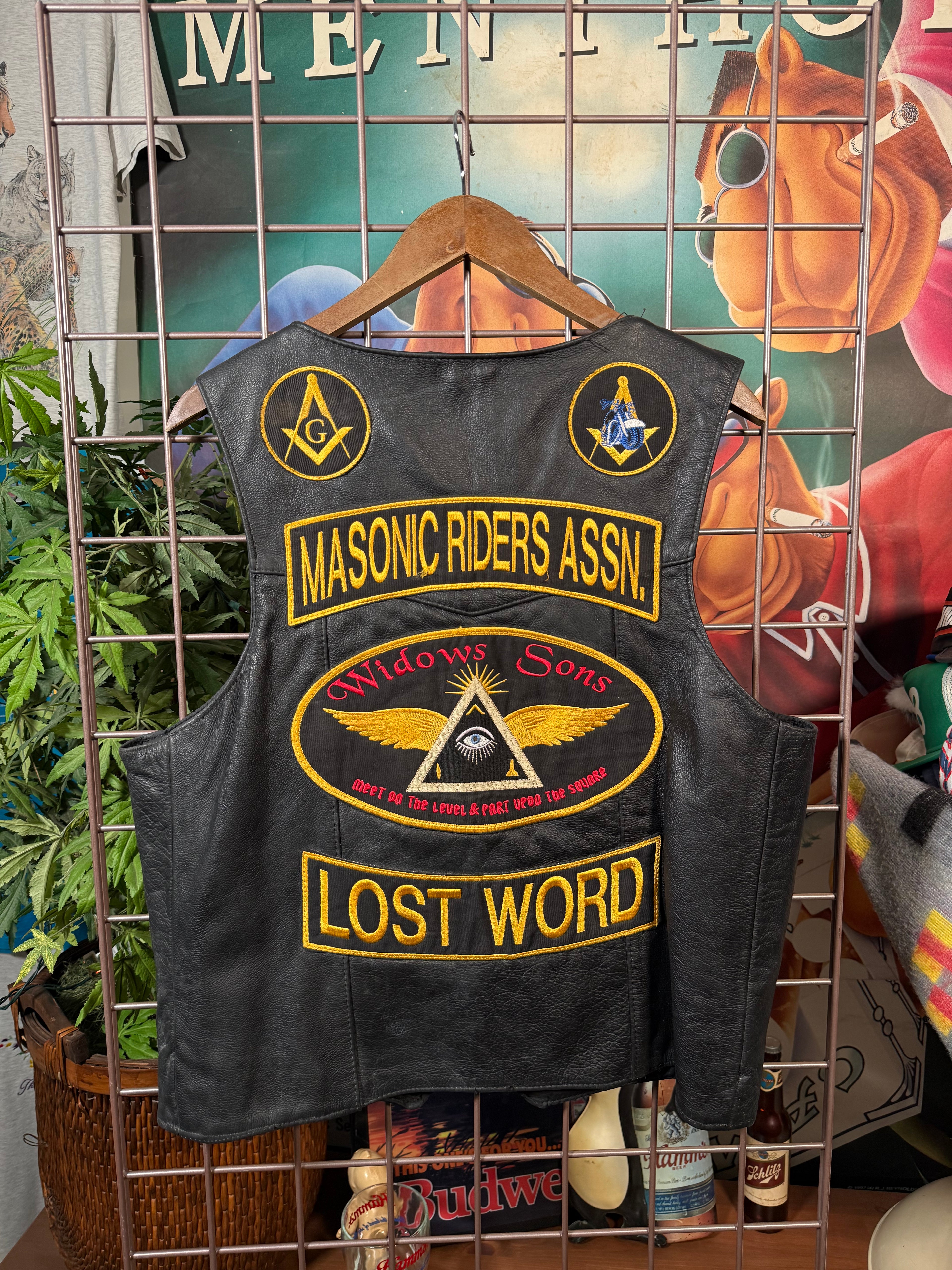 Masonic Riders Biker Leather Vest (L)