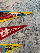 Load image into Gallery viewer, Lot of 3 Vintage Pennants - Louisville, New Orleans and North Carolina

