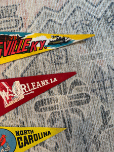 Lot of 3 Vintage Pennants - Louisville, New Orleans and North Carolina