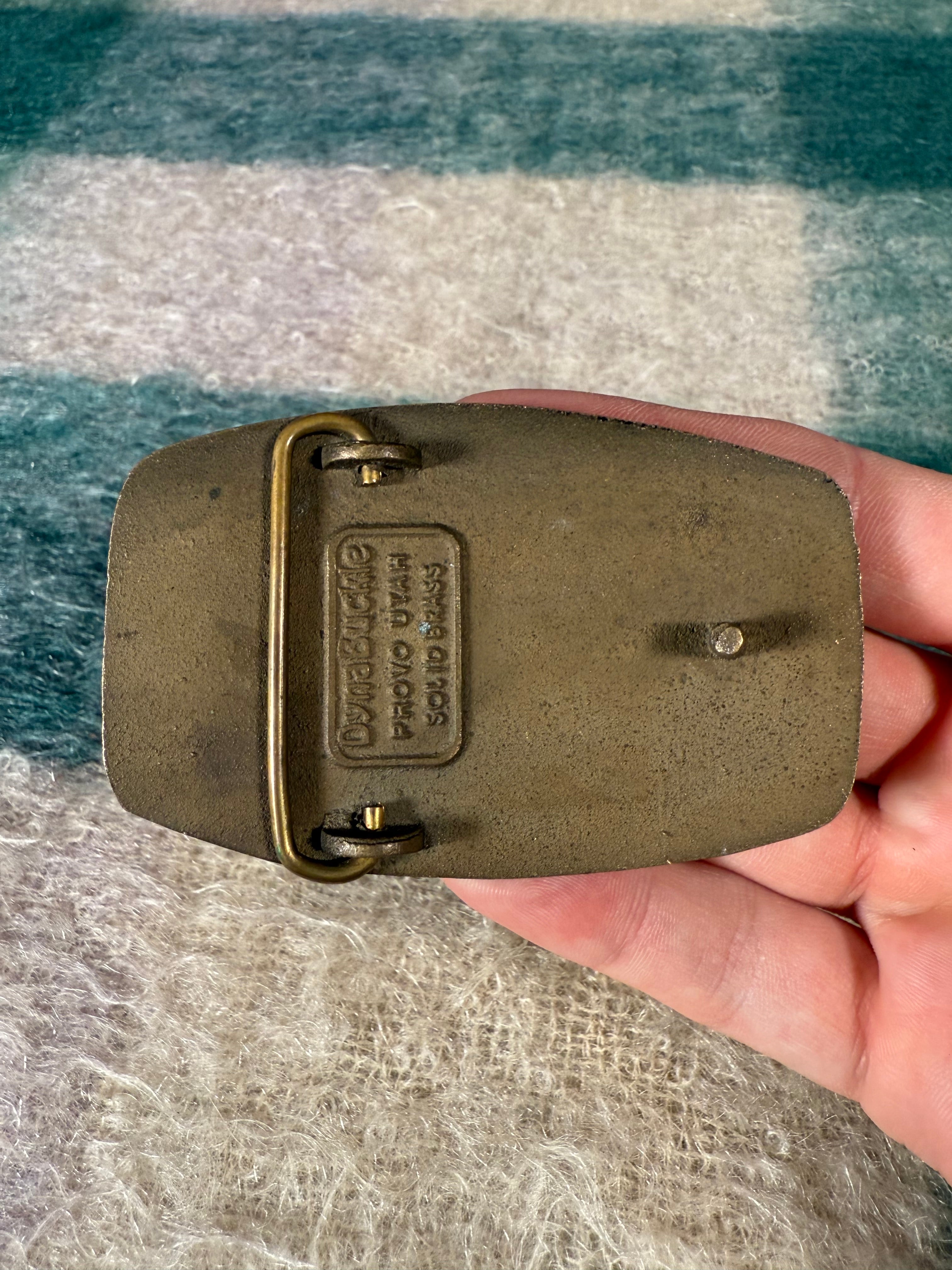 Vintage 70s Polysius Plant and Machine Company Brass Belt Buckle