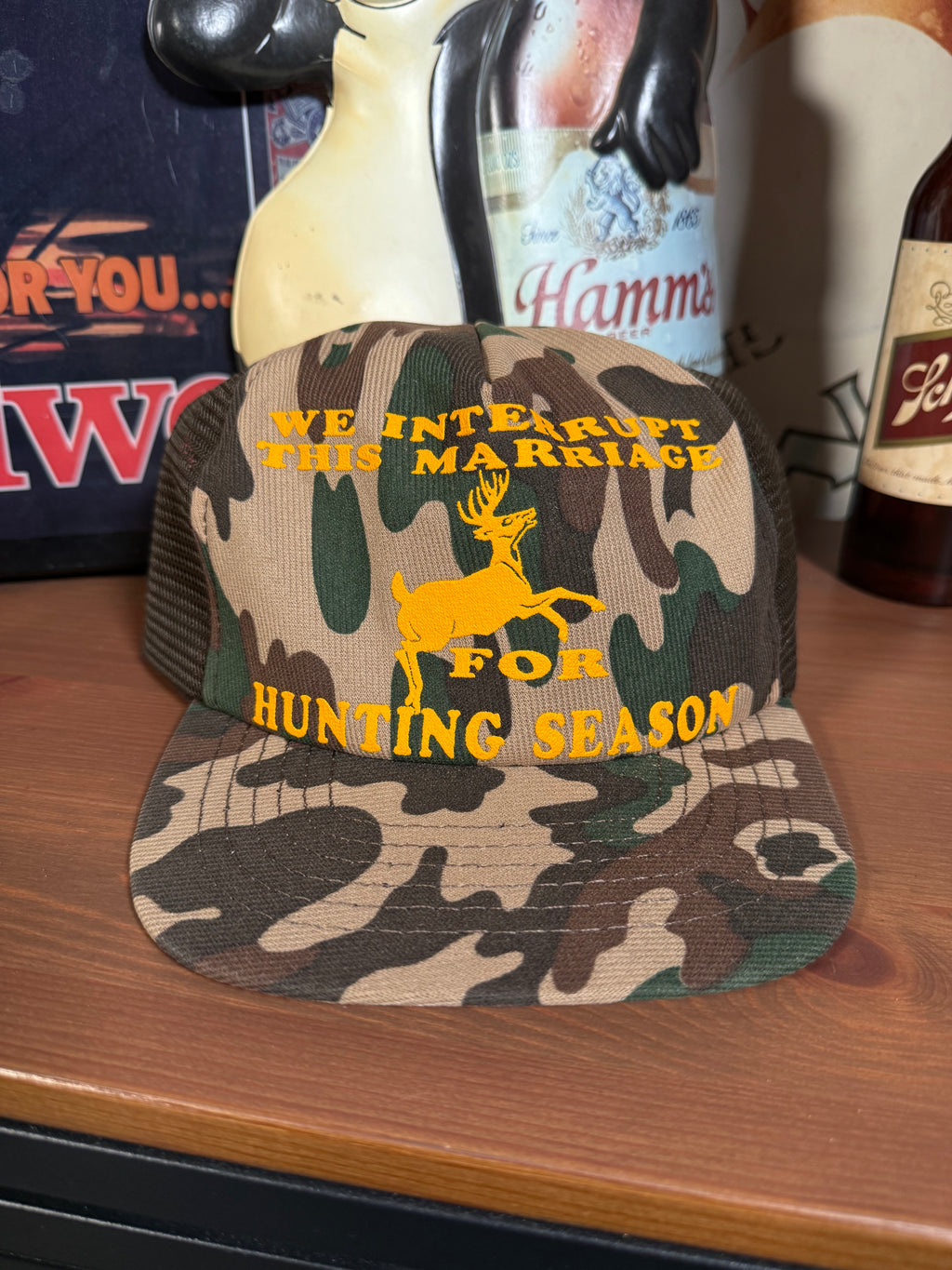 Vintage 80s We Interrupt This Marriage For Hunting Season Trucker Hat