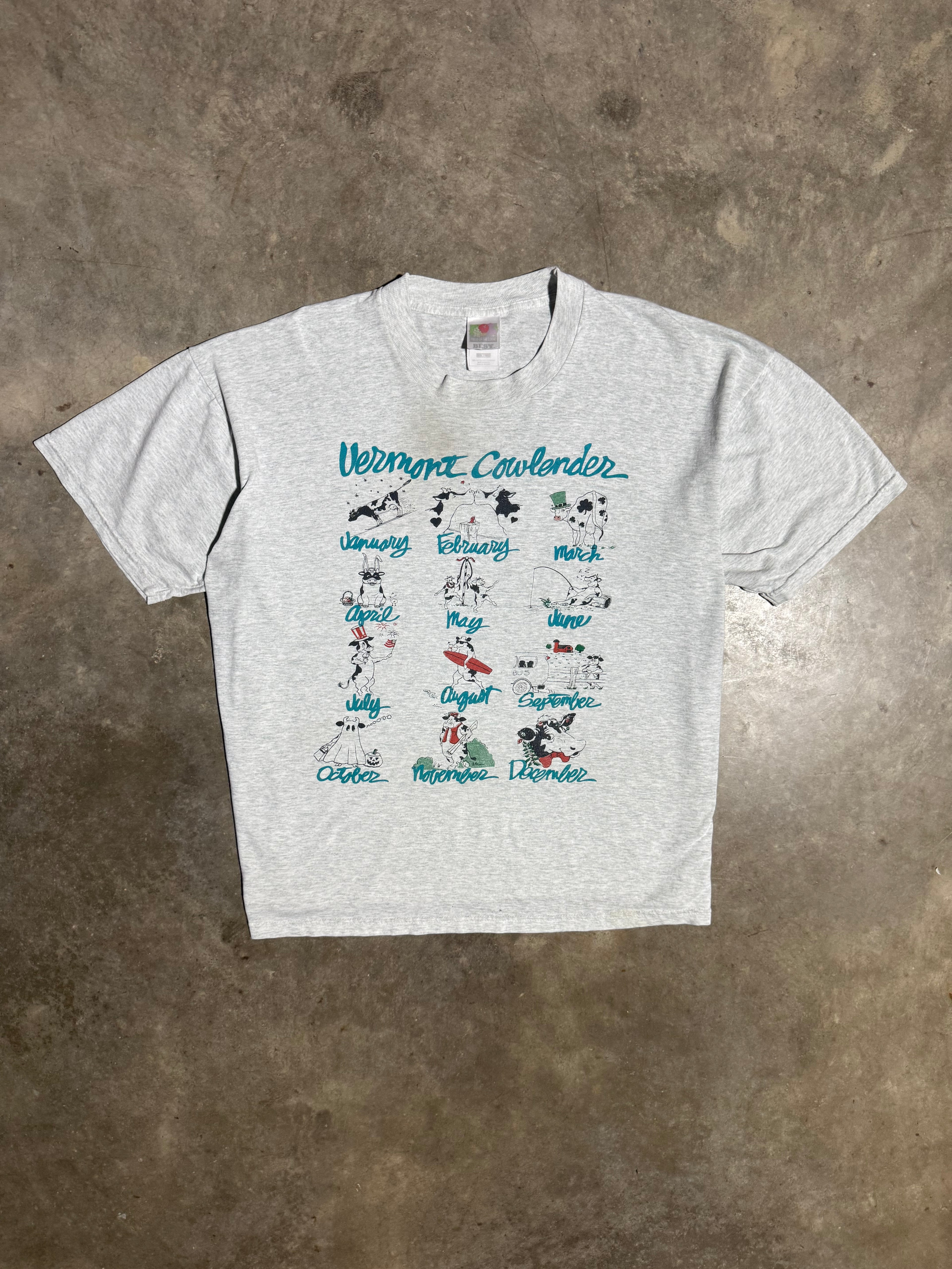 Vintage Vermont Cowlendar Cow T-Shirt (XL)