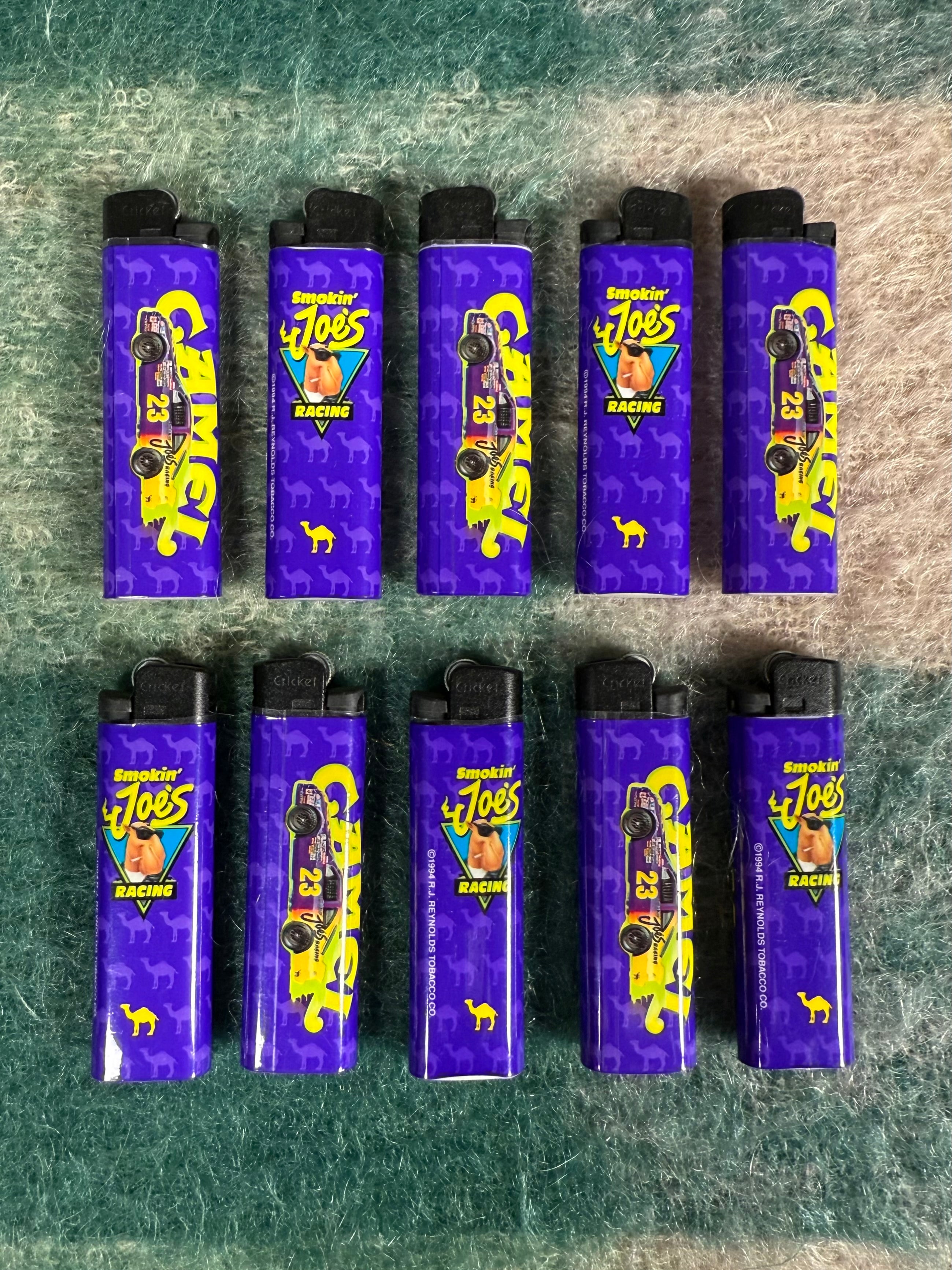 Lot of 10 Camel Cigs Racing Lighters (Need Fluid/Dont Light)