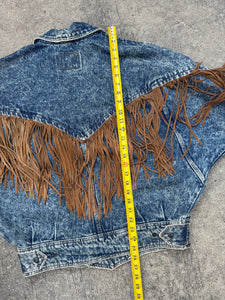 Vintage Women’s Denim Fringe Western Jacket (WS)