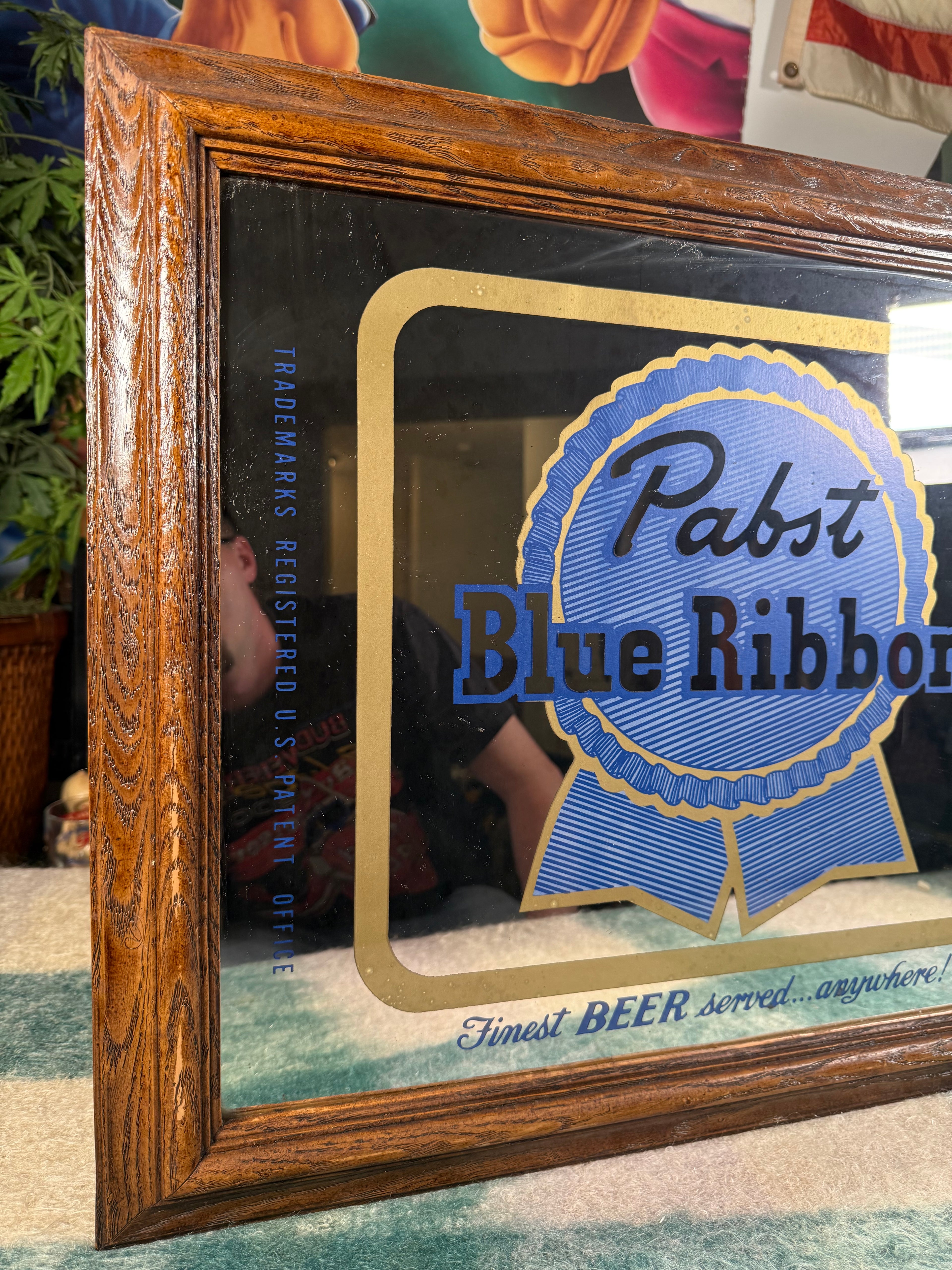Vintage Pabst Blue Ribbon Bar Mirror (23x20inch)