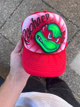 Load image into Gallery viewer, Raphael Ninja Turtle Airbrushed Trucker Hat
