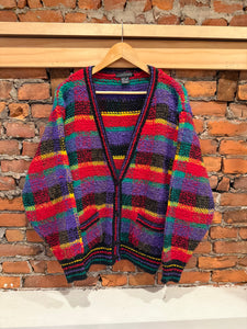 Vintage 90s Counterparts Rainbow Knit Cardigan Sweater (L)