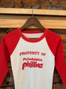 Vintage 80s Property of the Phillies Baseball Tee  (15.5x23.5)