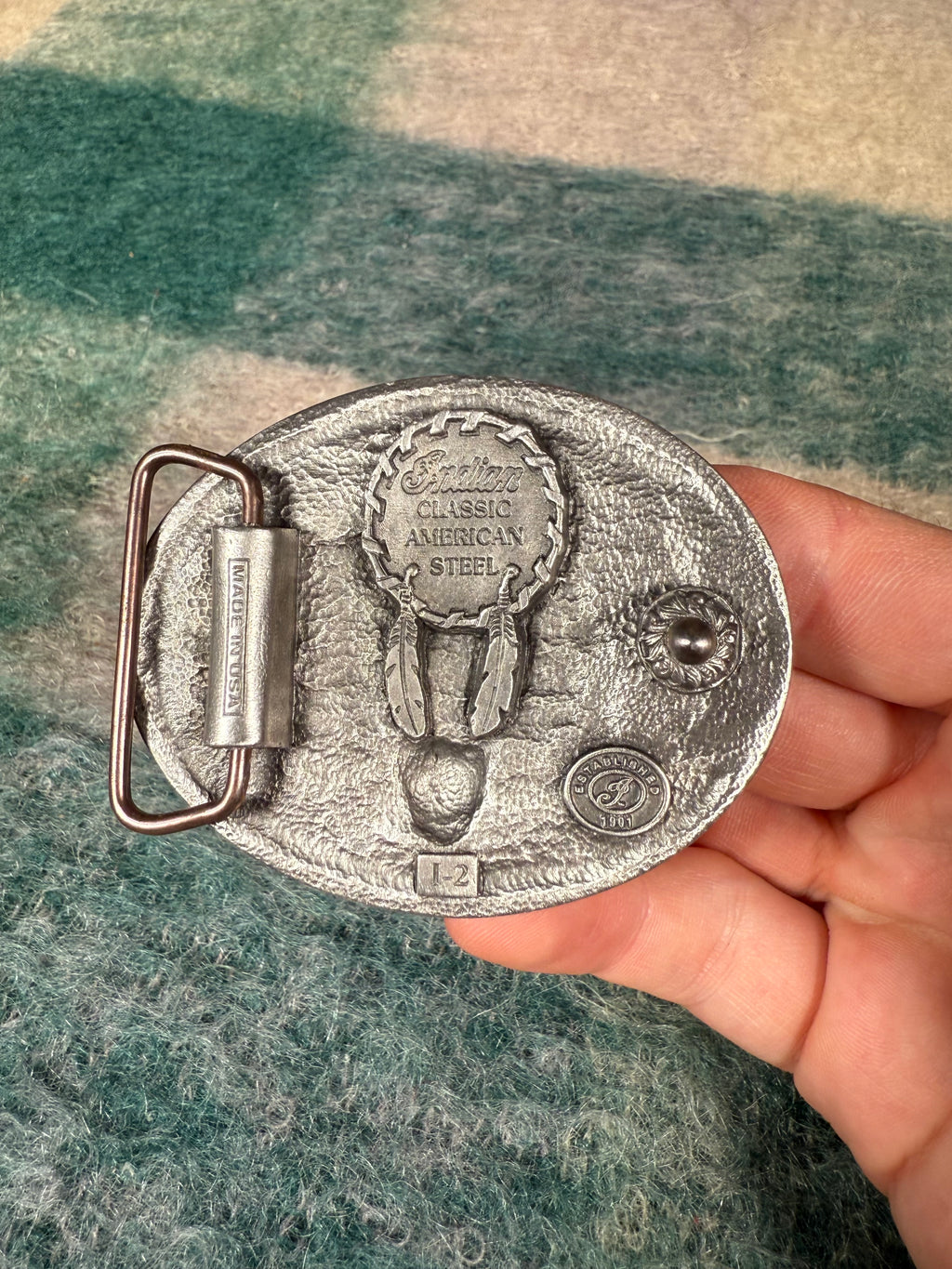 Vintage Indian Motorcycles Red Logo Belt Buckle