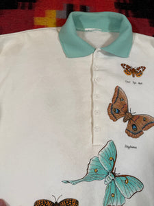 Vintage Butterfly Print Collared Swestshirt (WM)