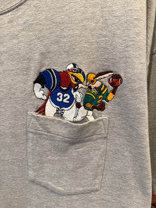 Vintage 90s Looney Tunes Football Embroidered Pocket Tee (2XL)