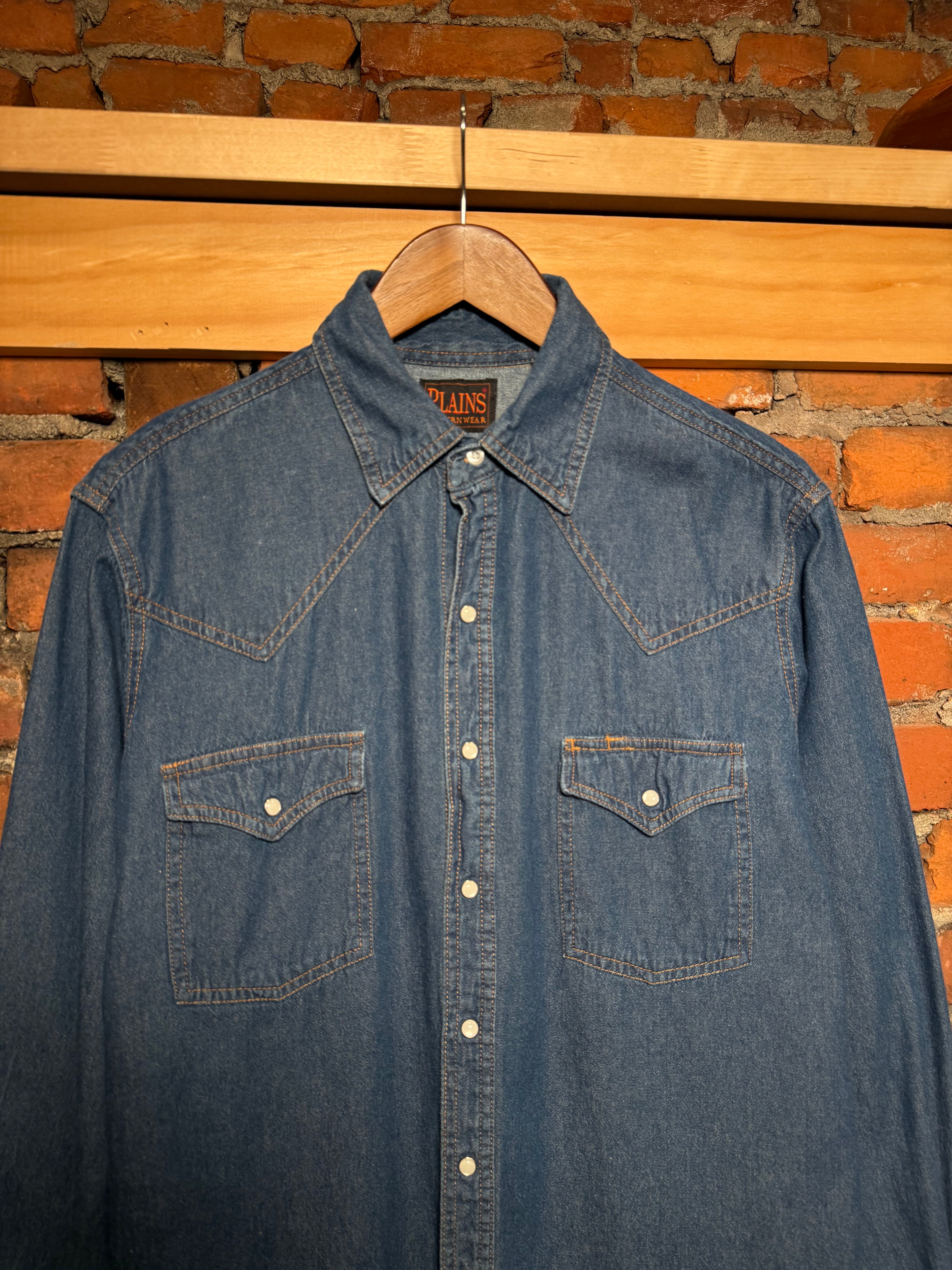 Vintage Plains Pearl Snap Denim Shirt (M)