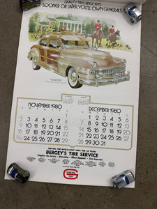 Vintage 1980 General Tire Calendar (17x26.5inch)(Missing Pages)