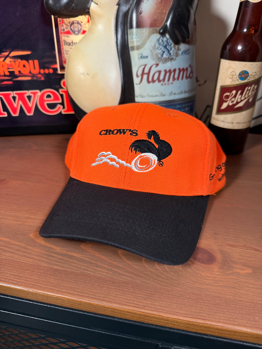 Vintage Y2K Crows Seed Orange and Black Hat