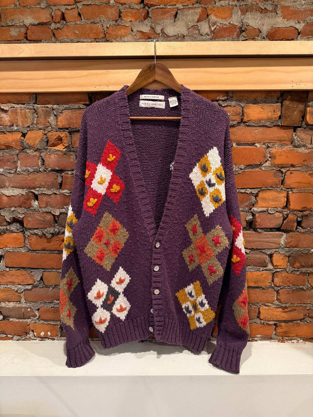 Vintage Henry Grethel Pattern Cardigan Sweater (XL)
