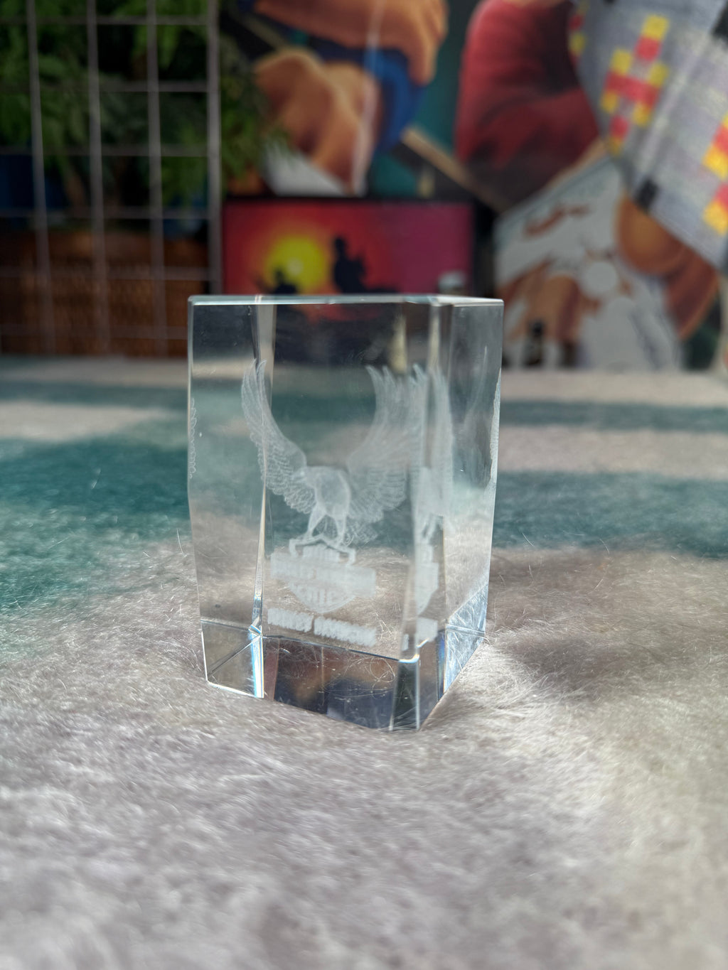 Vintage Harley Davidson 3D Glass Display