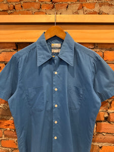 True Vintage Grants Menswear Blue Loop Collar Button Up Shirt (M)